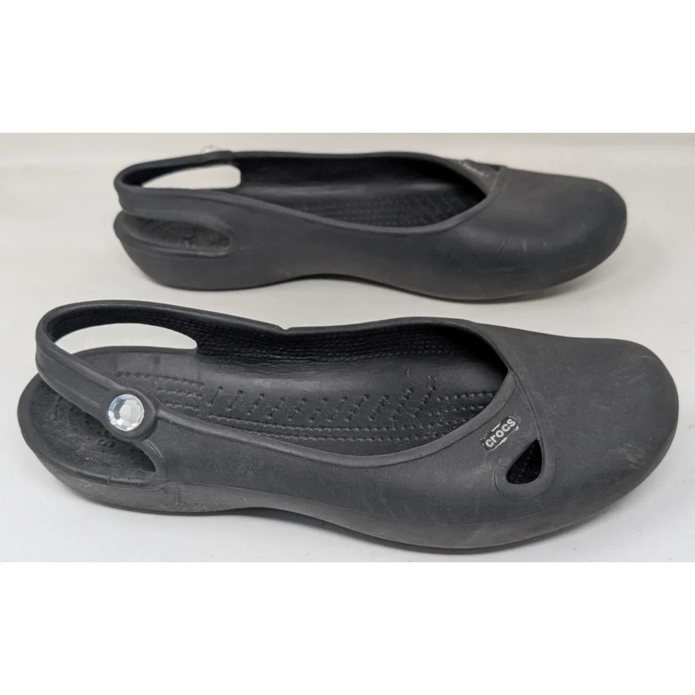 CROCS Olivia Slingback Ballet with Jewel Black Women's Size 10 Round Closed Toe